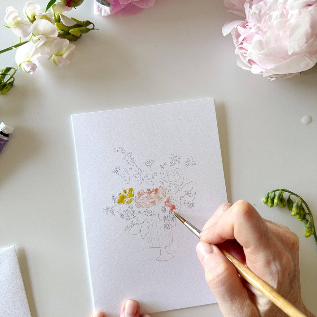 Cartes de correspondance à peindre avec des bouquets