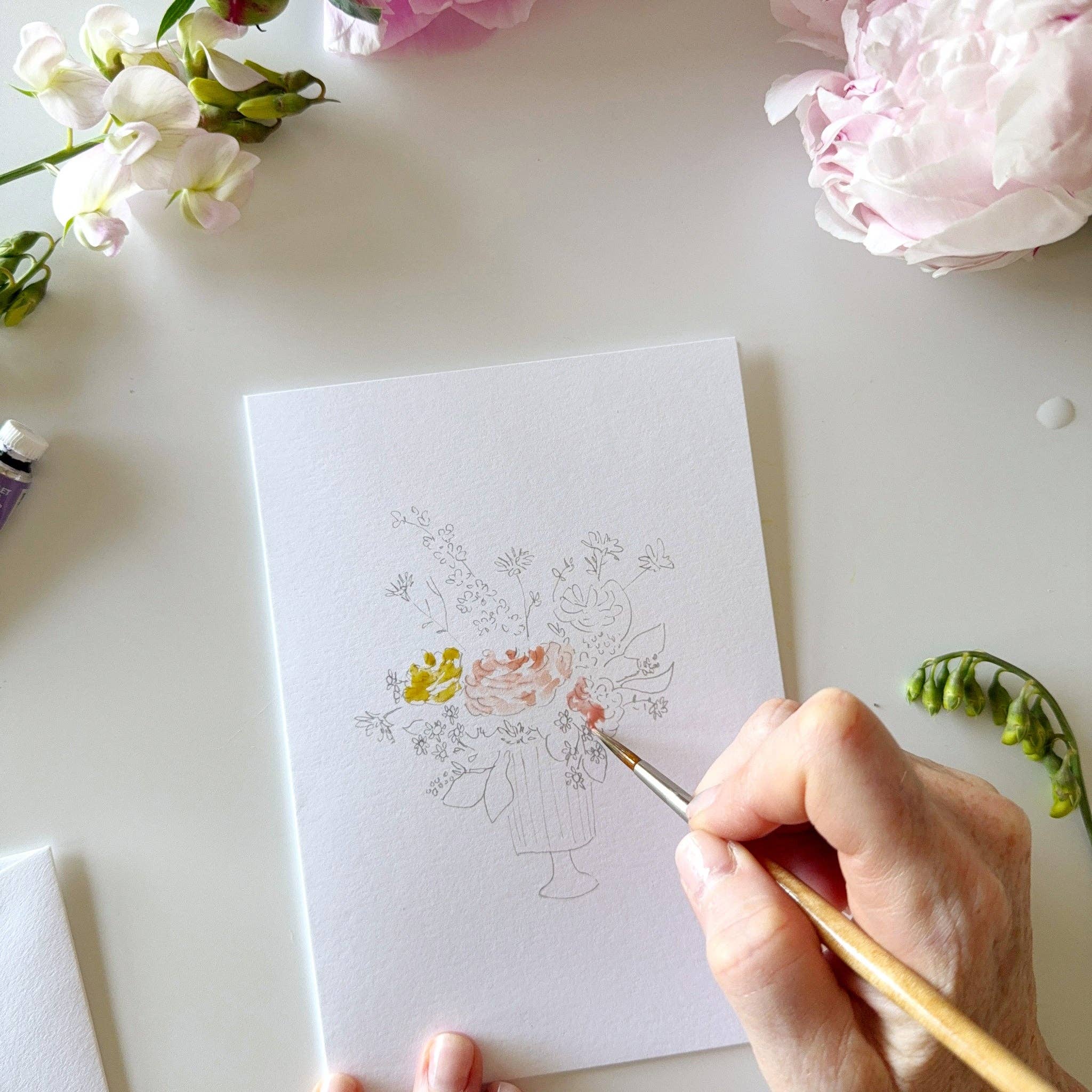 Cartes de correspondance à peindre avec des bouquets