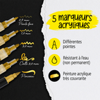 Feutres acryliques or - différentes pointes