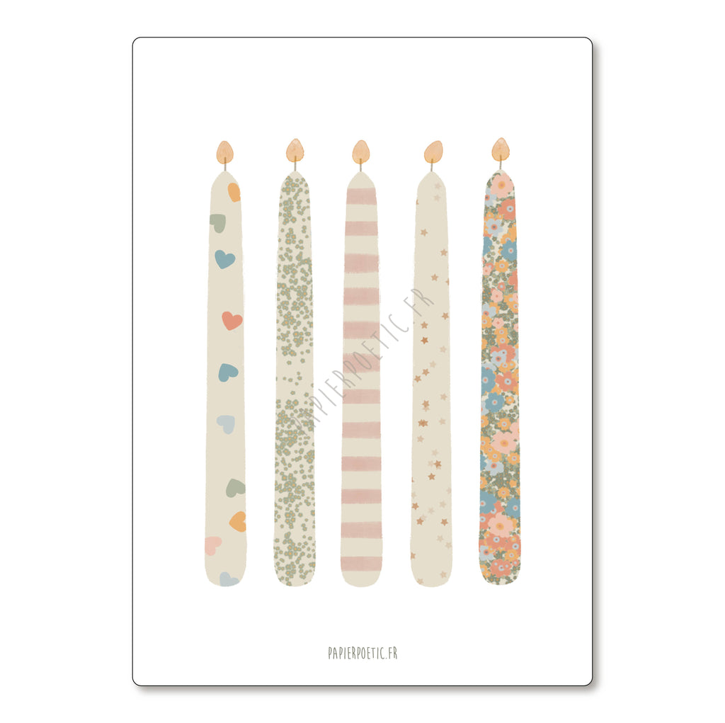 Carte Postale "Bougies colorées"