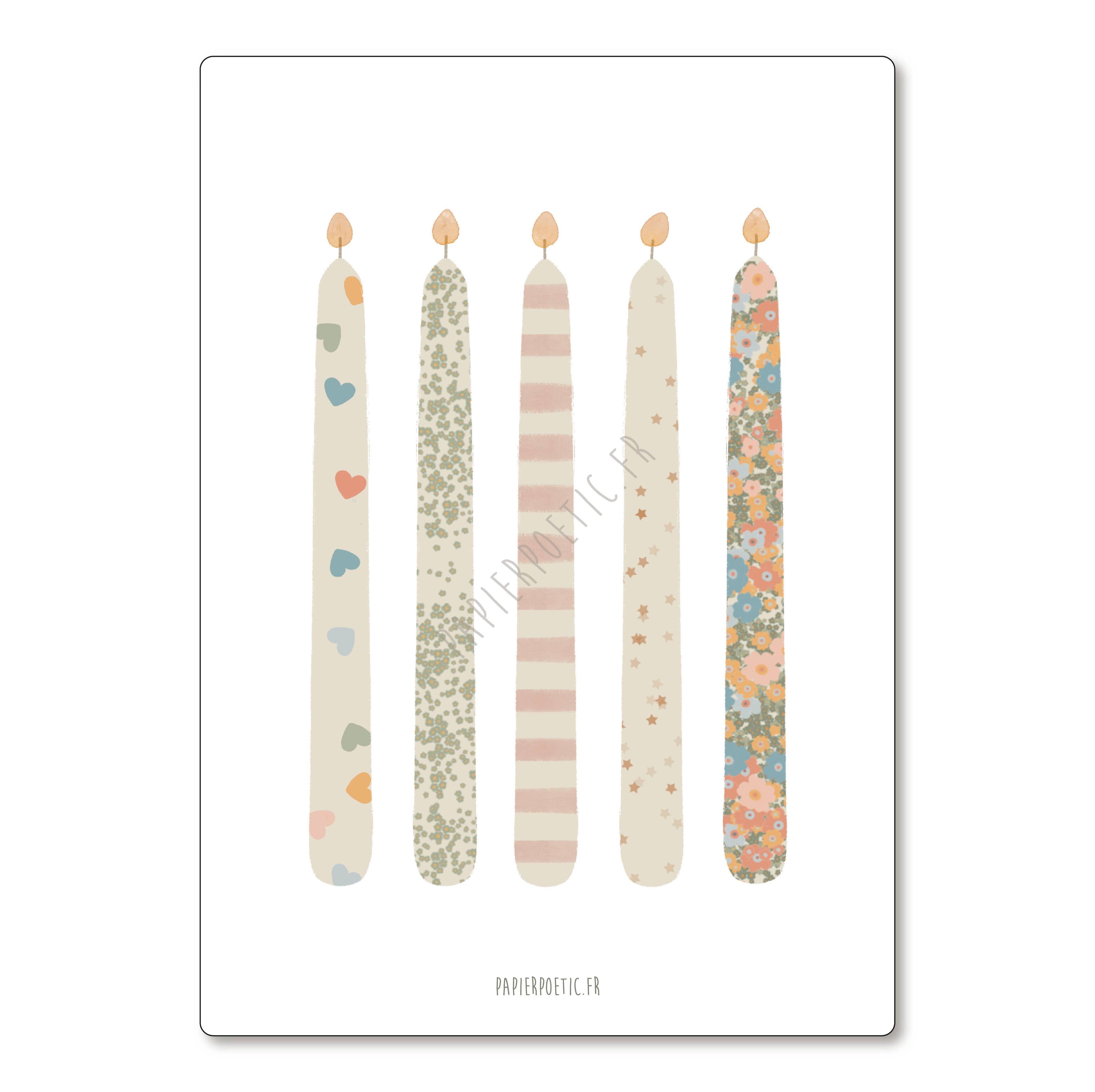 Carte Postale "Bougies colorées"