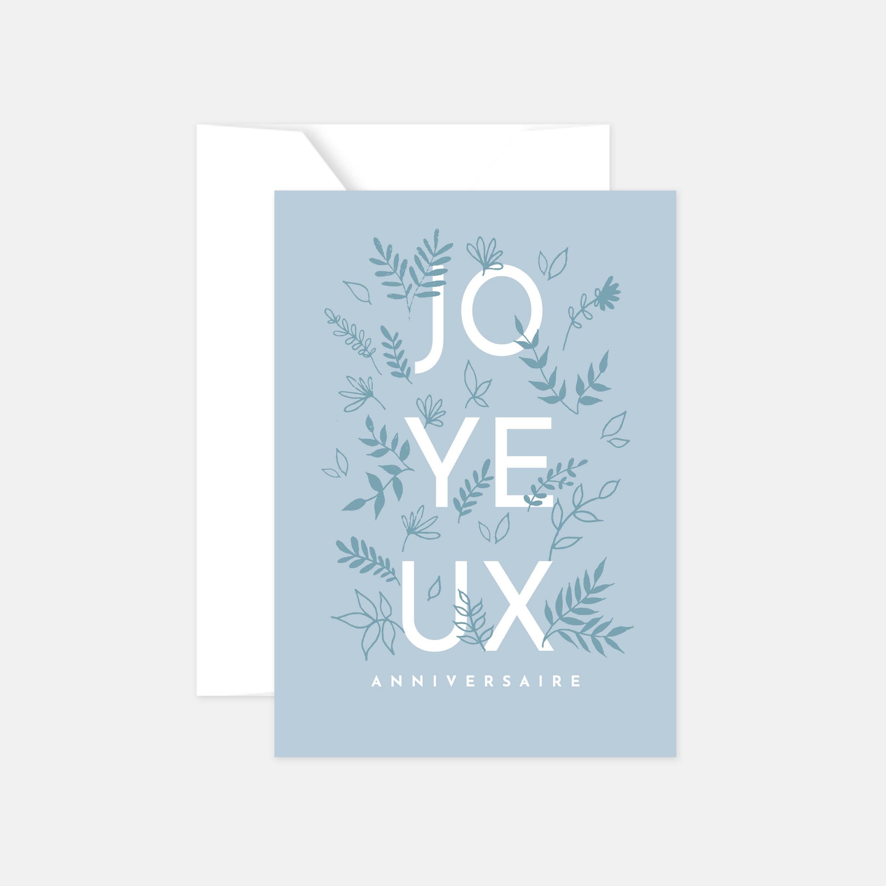 Carte Anniversaire - Végétal bleuet