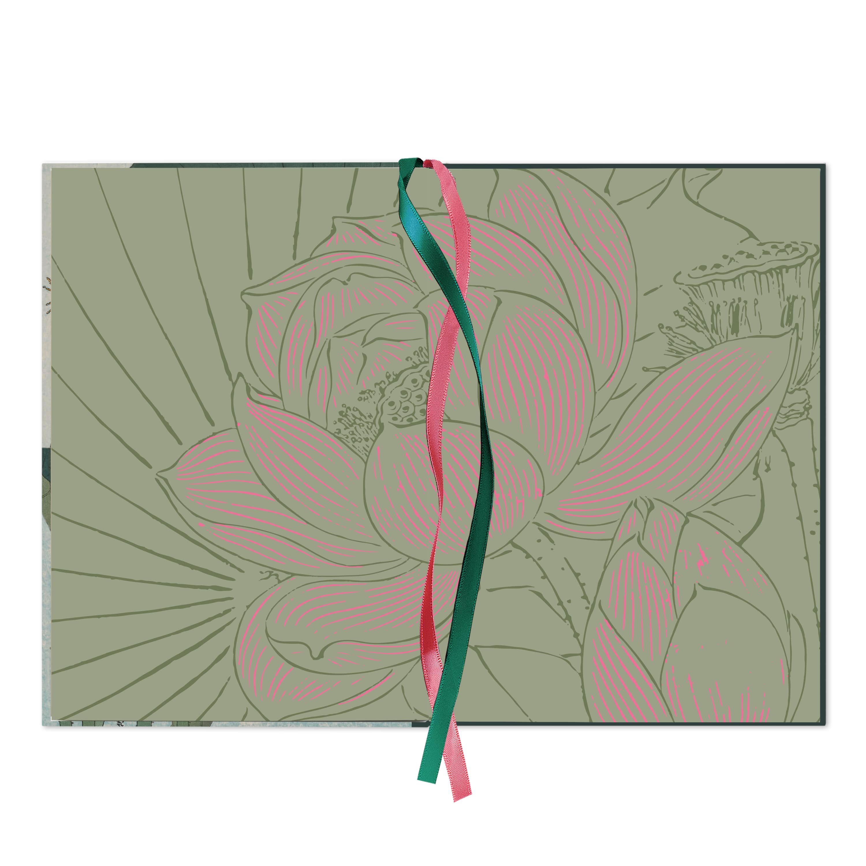 Carnet en satin/coton fleurs de lotus