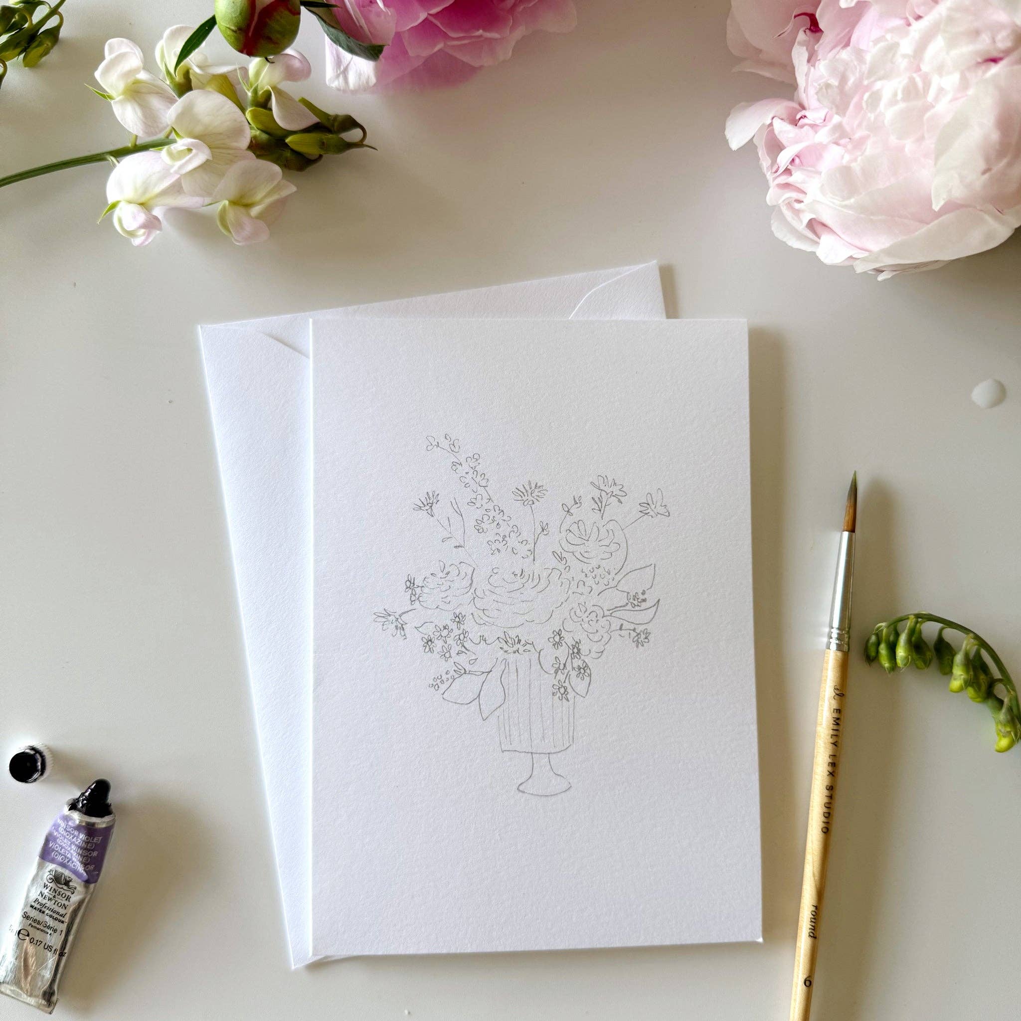 Cartes de correspondance à peindre avec des bouquets