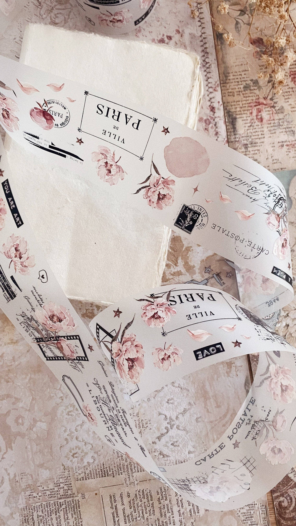 Ruban décoratif – Pivoines roses