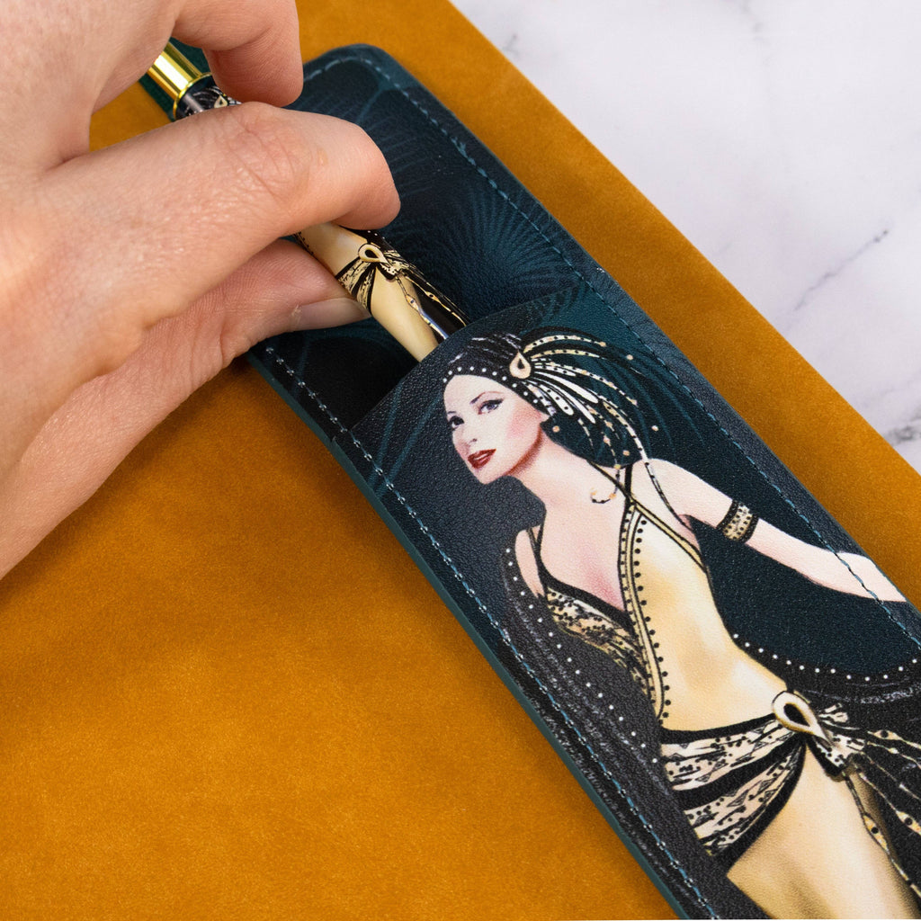 Coffret cadeau : stylo‑bille Art déco Claire Coxon et pochette pour stylo