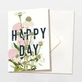 Carte pliable Happy Day fleurs roses, avec enveloppe