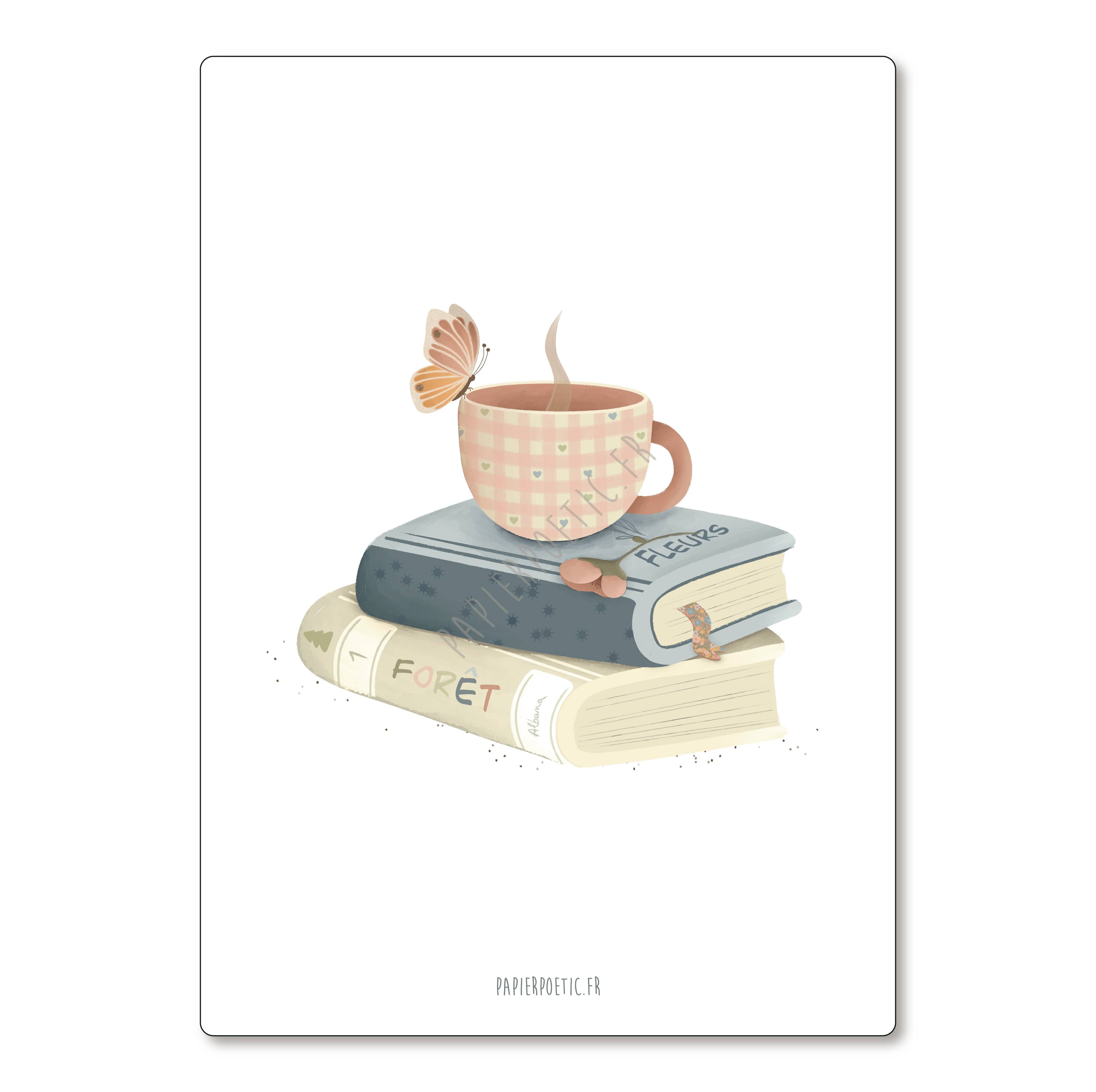 Carte Postale "Lecture et tisane"