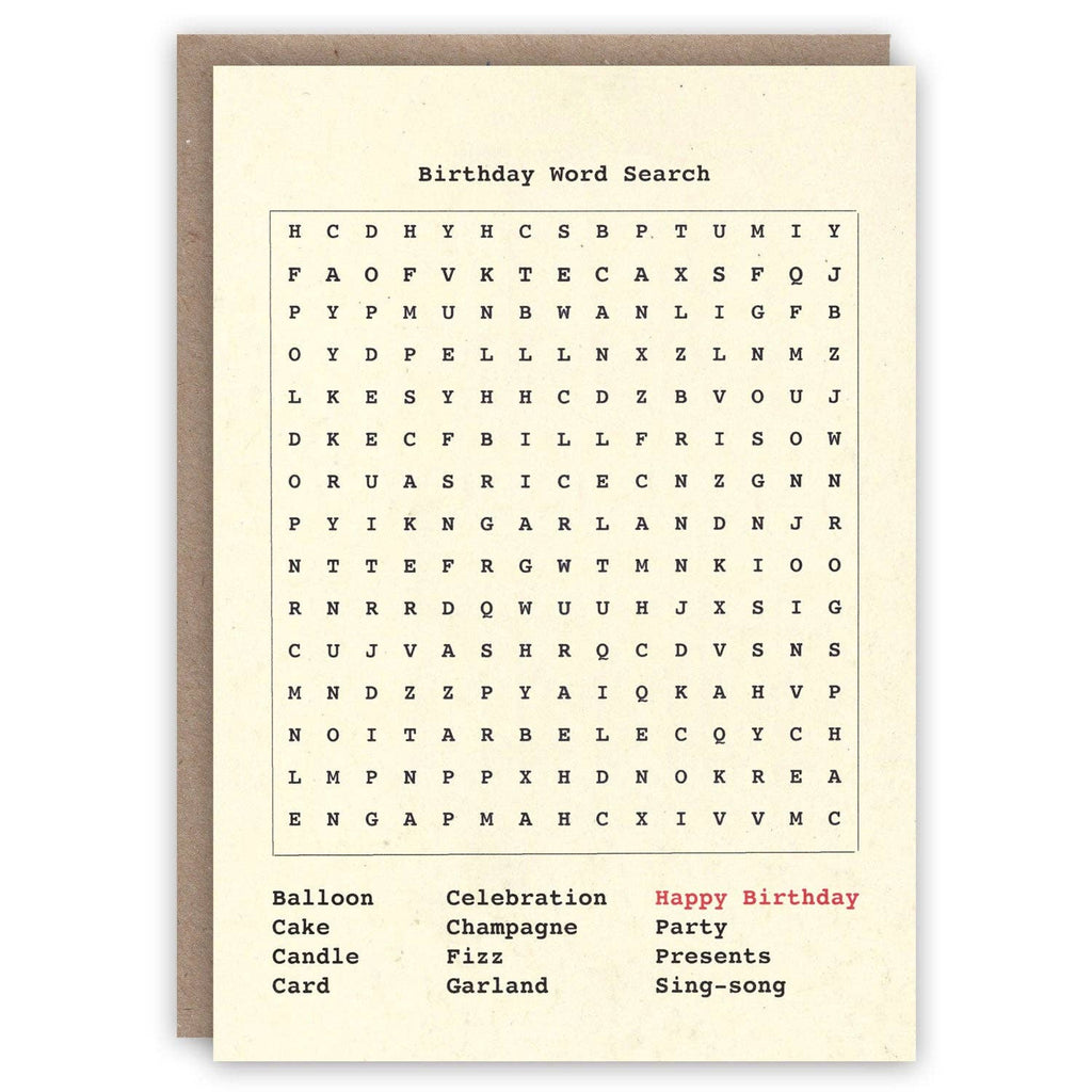 Carte d'anniversaire - mots cachés