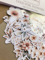 Autocollants « Fleurs beiges avec feuille dorée »