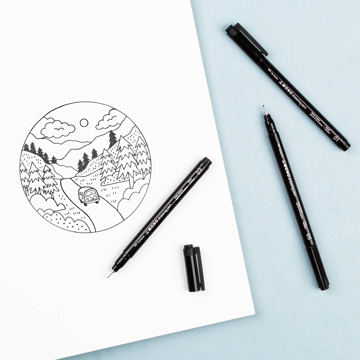 Ensemble de stylos à dessin MONO Fineliner Tombow Bold