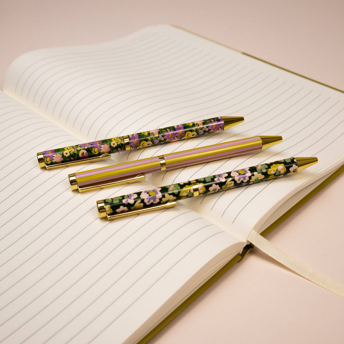 Stylo-bille Fleurs & rayures