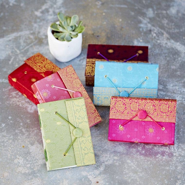 Journal Sari fait main - Carnet de notes en tissu