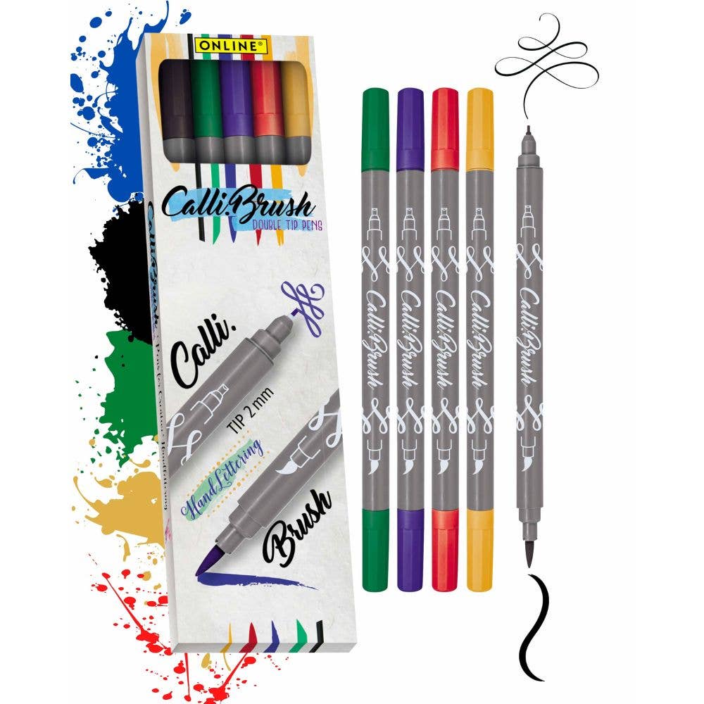 Set de 5 feutres Calli.Brush à double pointe colorés