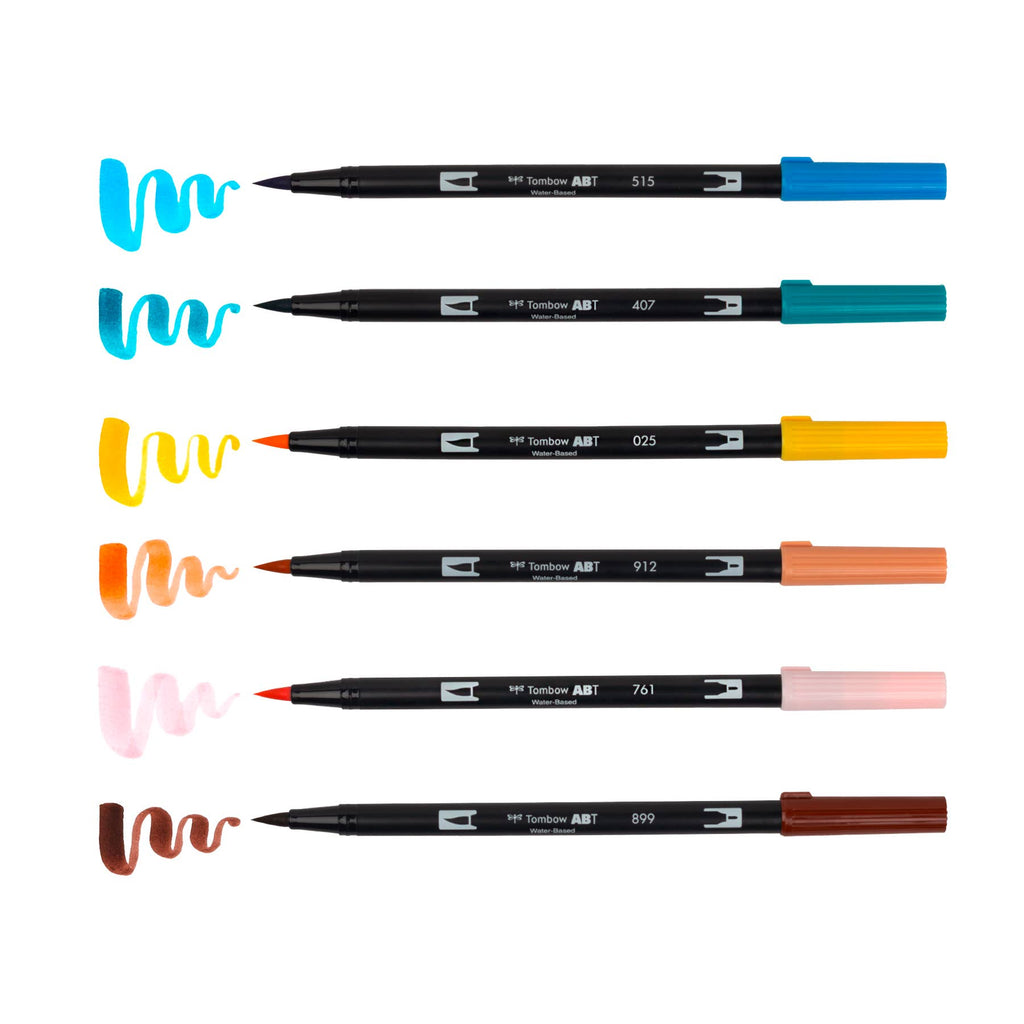 Ensembles de mangas (ensemble de 6 stylos à double pointe ABT + pinceau réservoir d'eau)