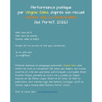 PERFORMANCE POÉTIQUE - VEN.09 OCT - 19H