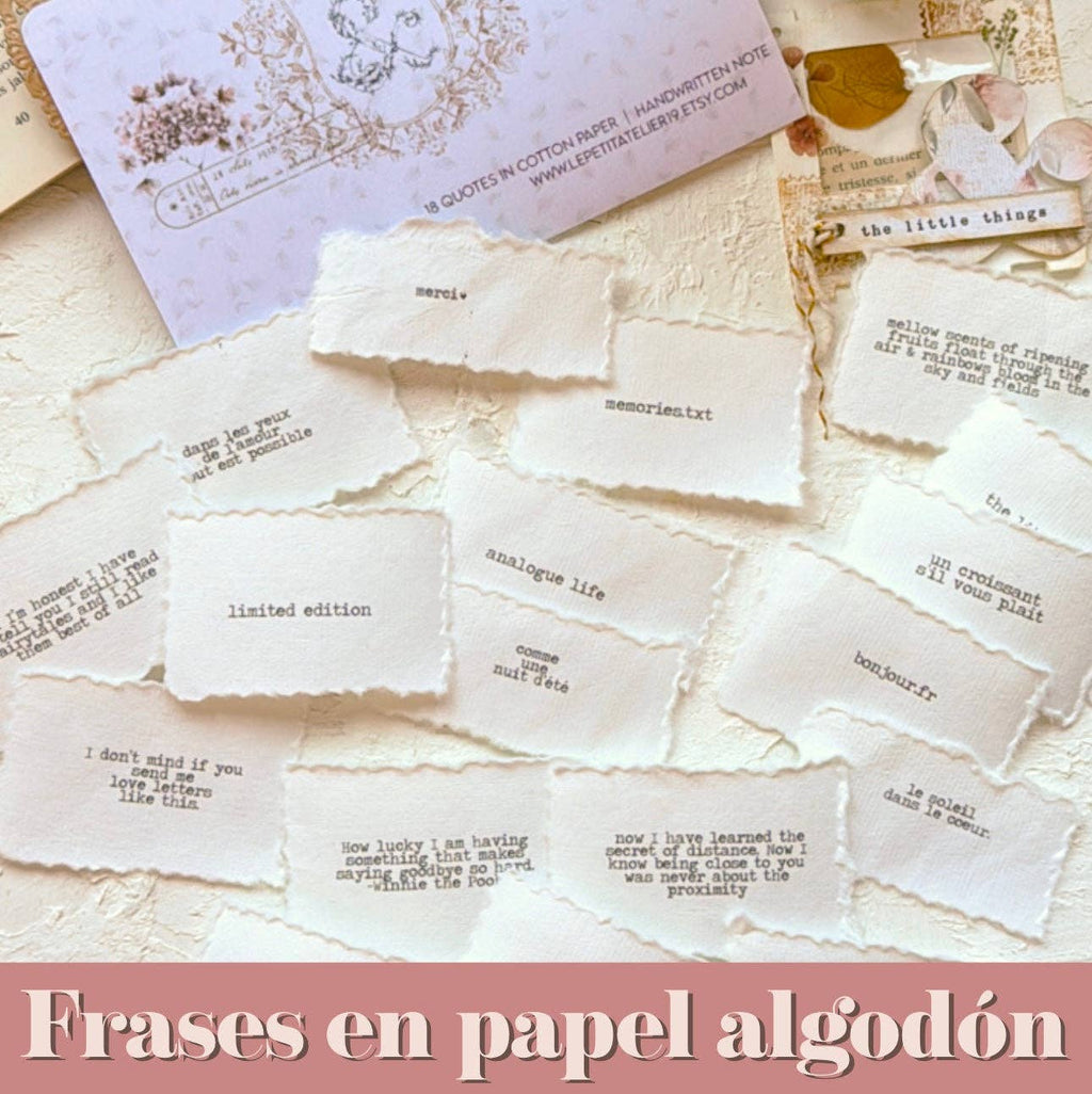 18 Phrases sur papier coton (papier fait main)