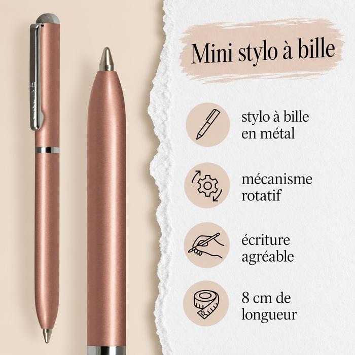Stylo à bille mini porte-monnaie, or rose