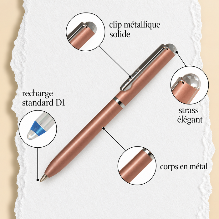 Stylo à bille mini porte-monnaie, or rose