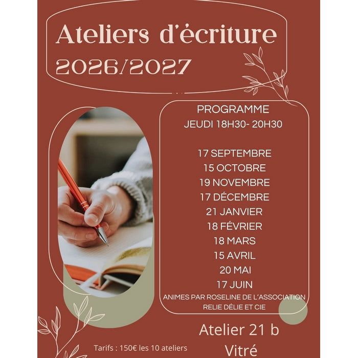 ÉCRITURE CRÉATIVE - Formule annuelle