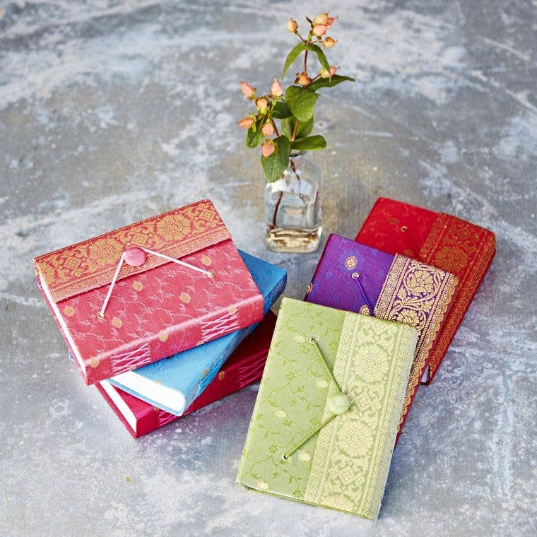 Journal Sari fait main - Carnet de notes en tissu