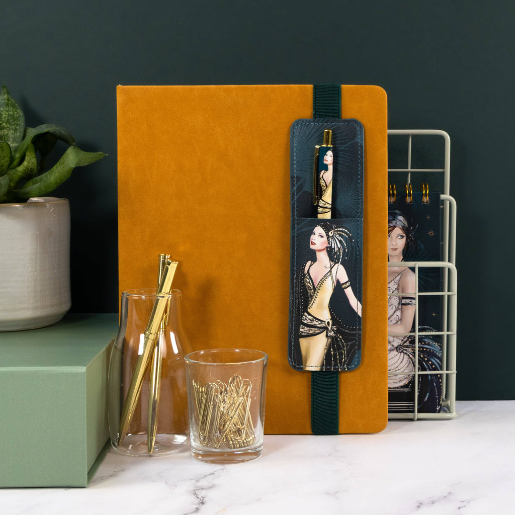 Coffret cadeau : stylo‑bille Art déco Claire Coxon et pochette pour stylo