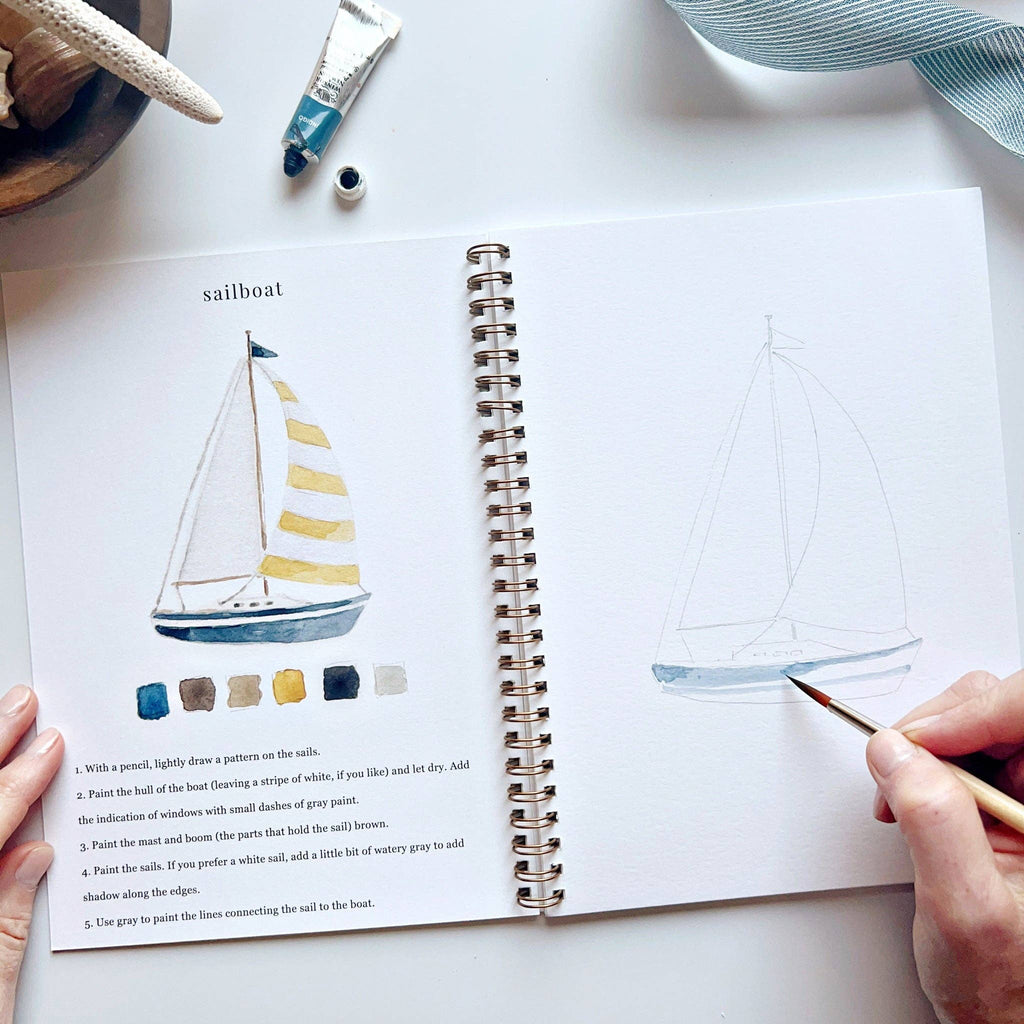 Cahier d'aquarelle en bord de mer