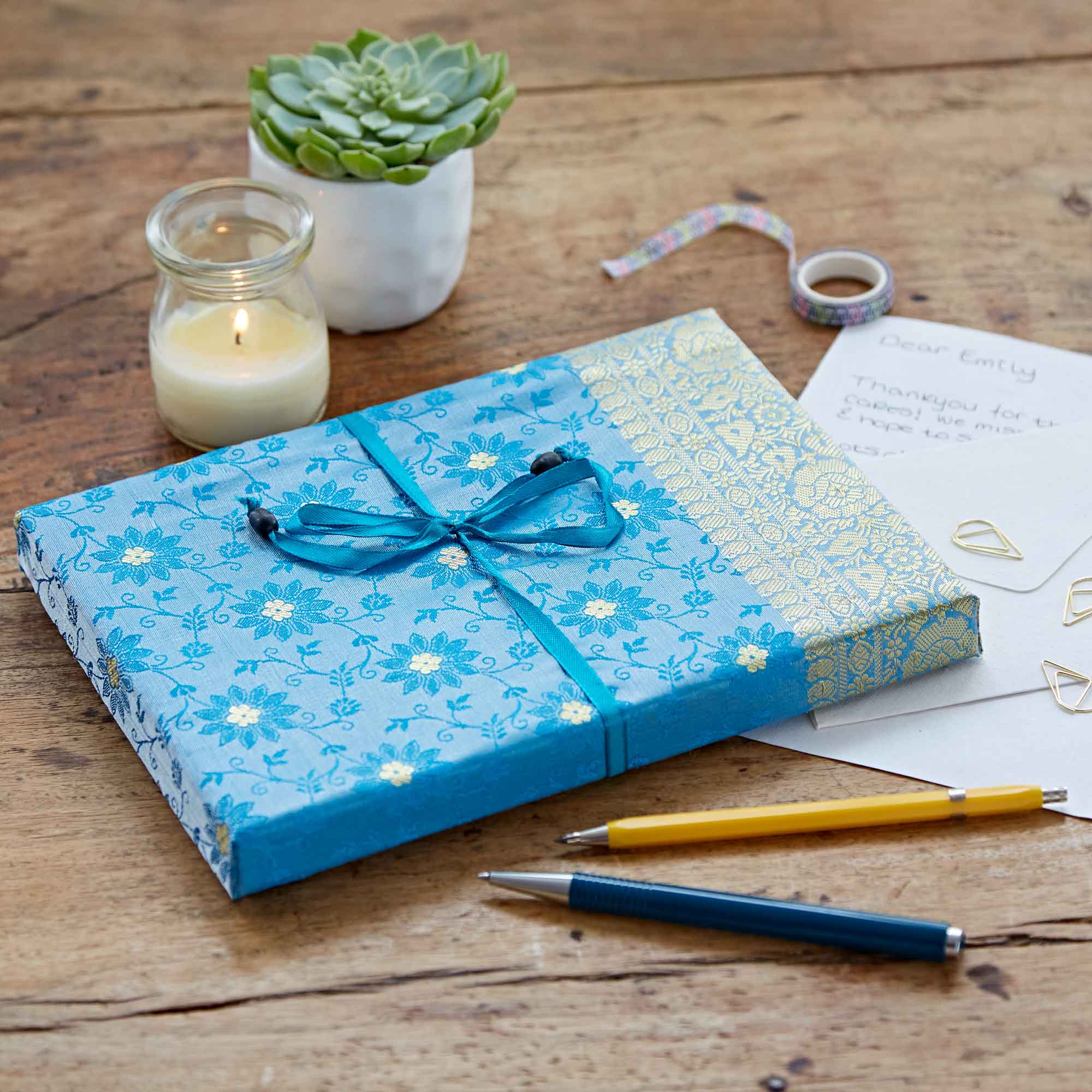 Ensemble d'écriture Sari fait main - Ensemble de papier de papeterie