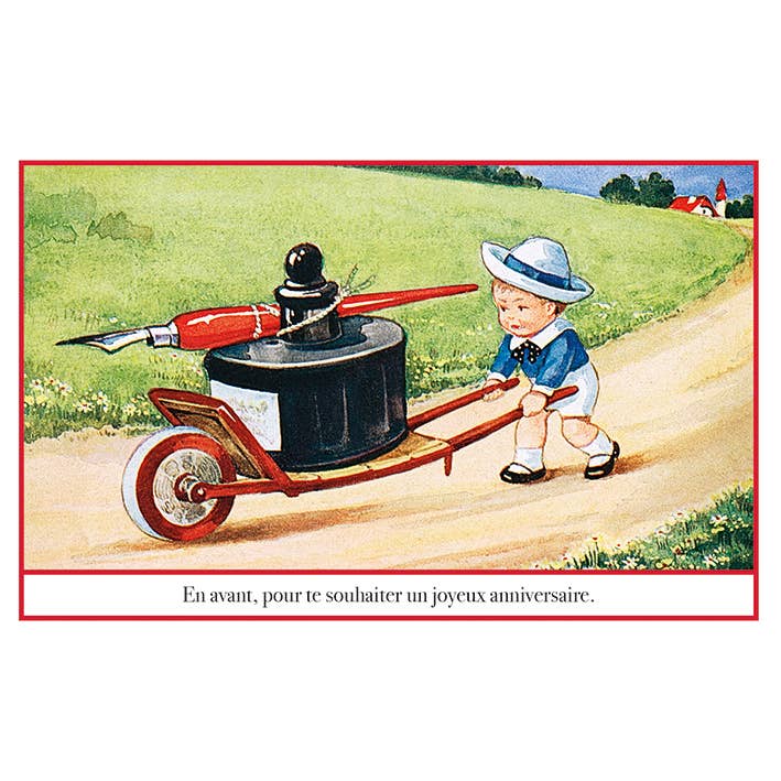Carte postale encrier garçon