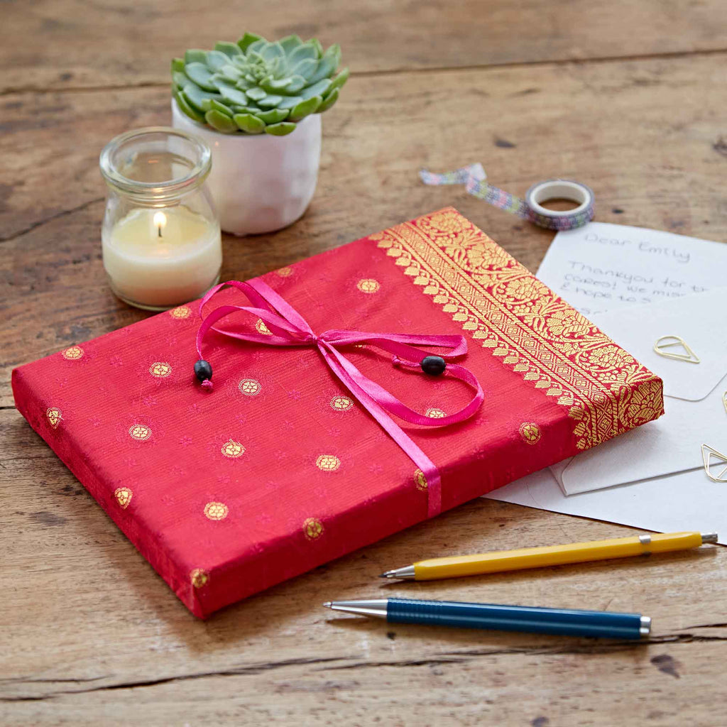 Ensemble d'écriture Sari fait main - Ensemble de papier de papeterie
