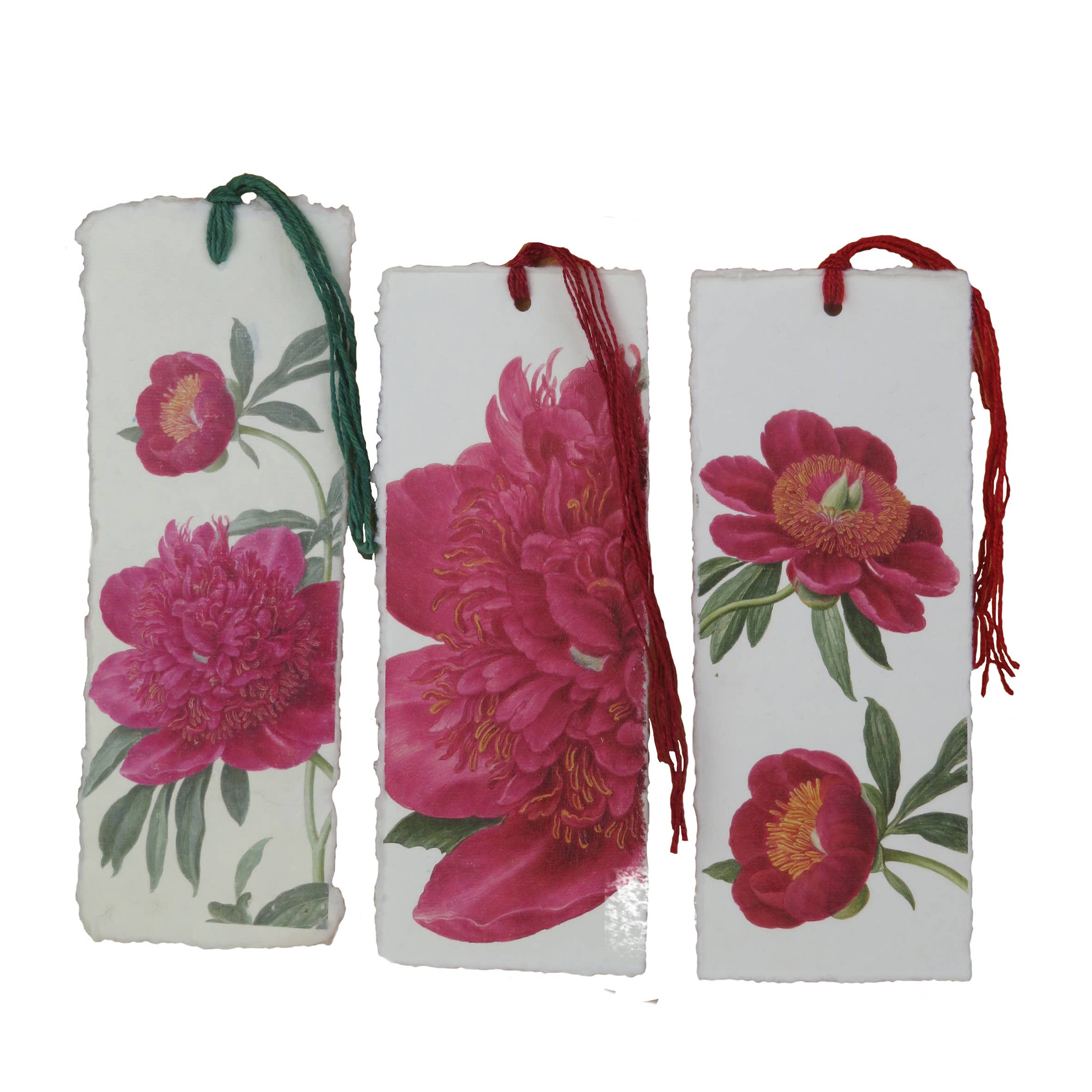 Marque page en papier parchemin, motif fleur pivoine