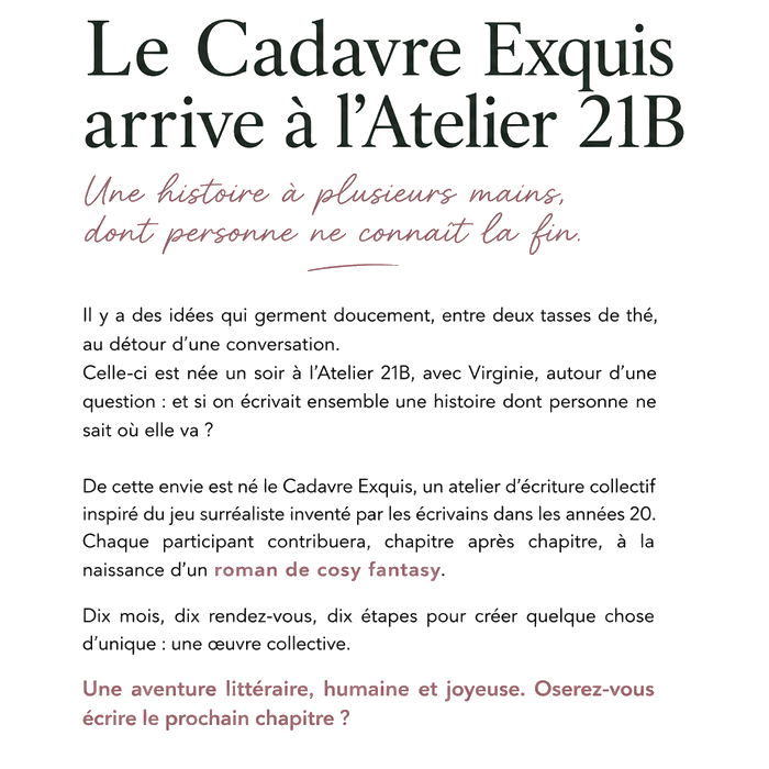 Atelier Écriture Cadavre Exquis