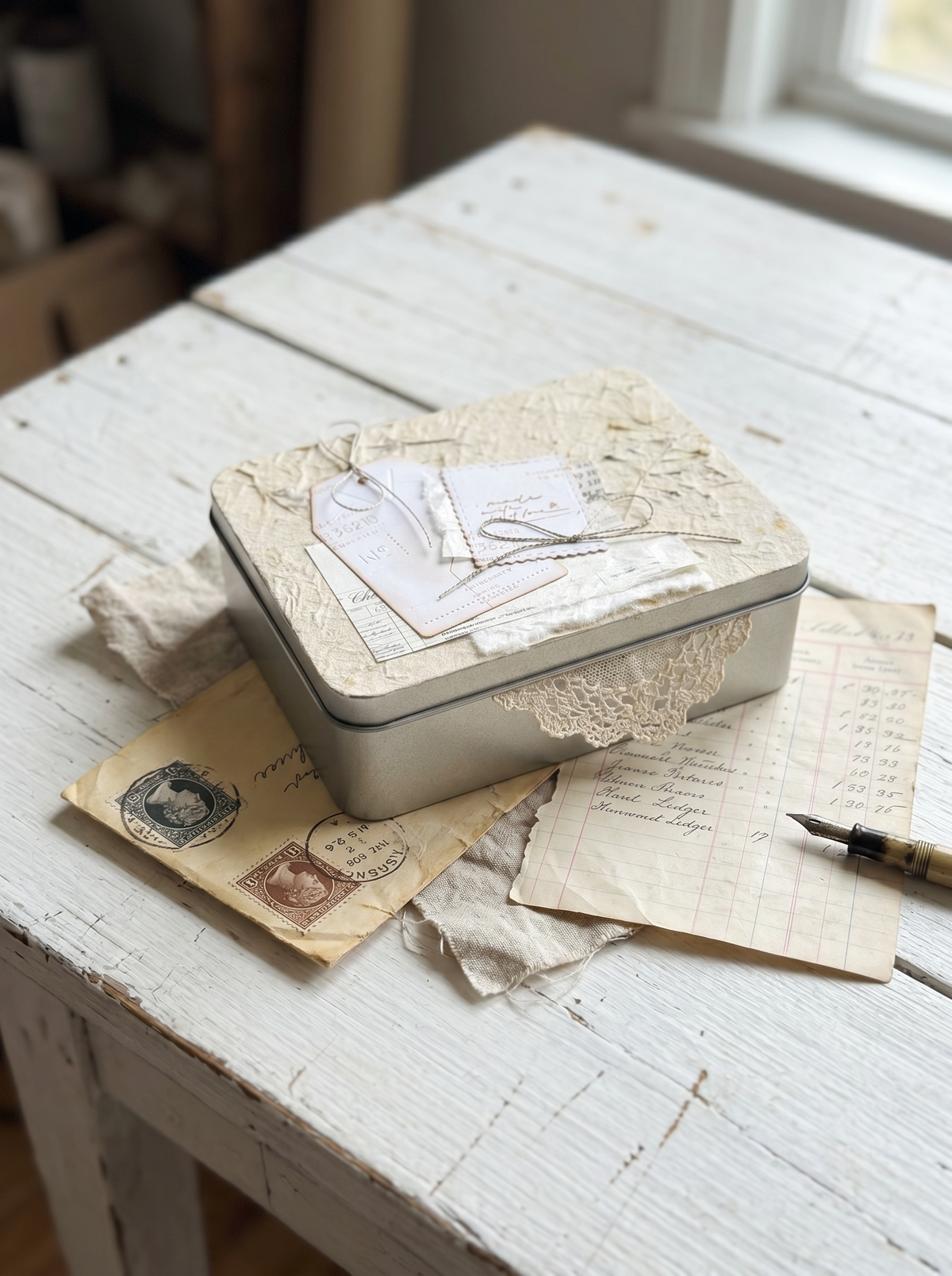 Boîte décorée · Collection Lettres Vintage