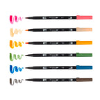 Ensembles de mangas (ensemble de 6 stylos à double pointe ABT + pinceau réservoir d'eau)
