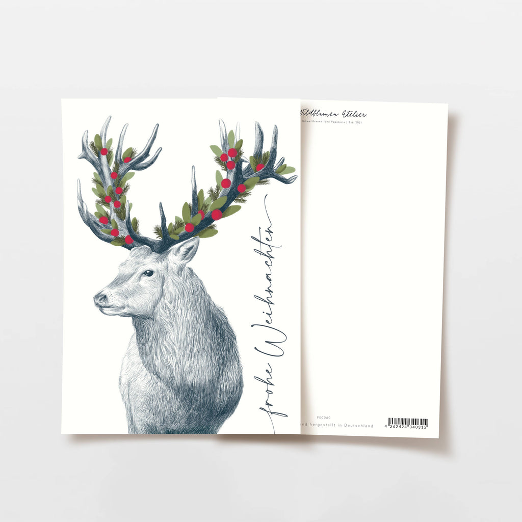Carte postale Merry Christmas Deer, certifiée FSC