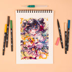 Ensembles de mangas (ensemble de 6 stylos à double pointe ABT + pinceau réservoir d'eau)
