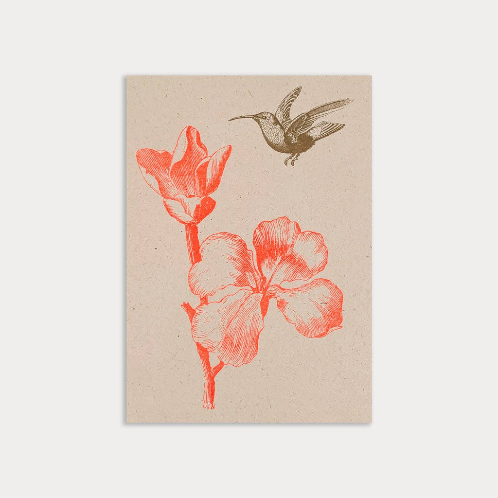 Carte  Colibri avec fleur