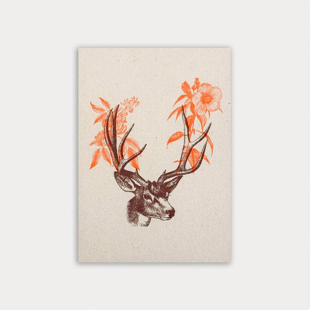 Carte postale / Bois de cerf / Bourgogne et orange
