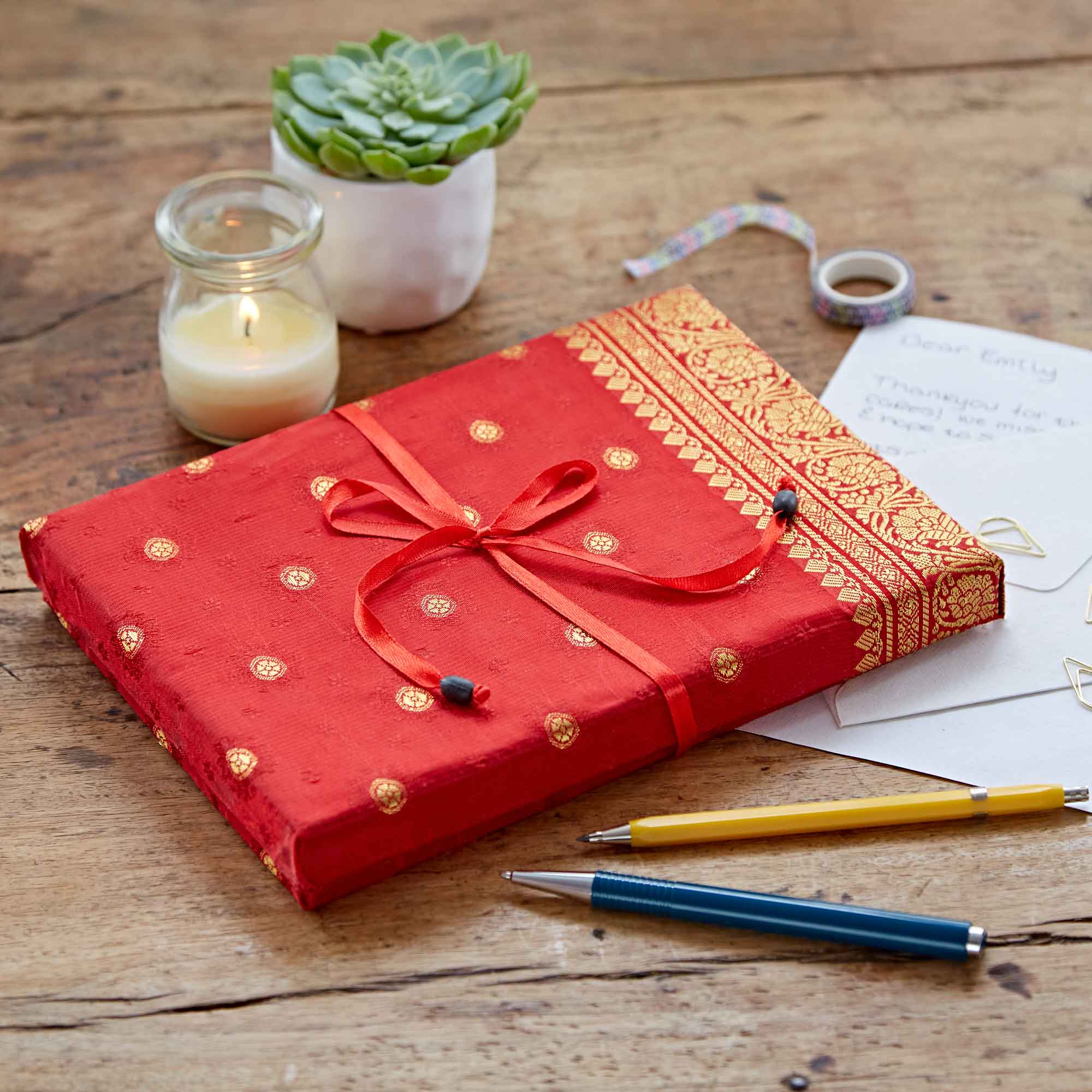 Ensemble d'écriture Sari fait main - Ensemble de papier de papeterie
