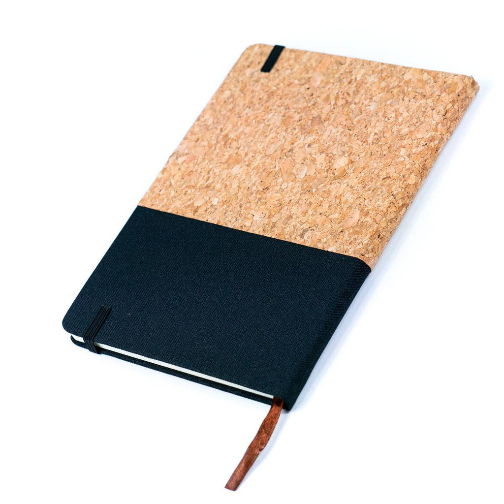 Carnet Fusion en toile et liège en noir, gris, bleu et gris