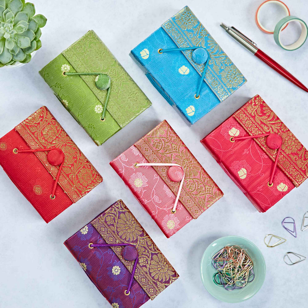 Journal Sari fait main - Carnet de notes en tissu