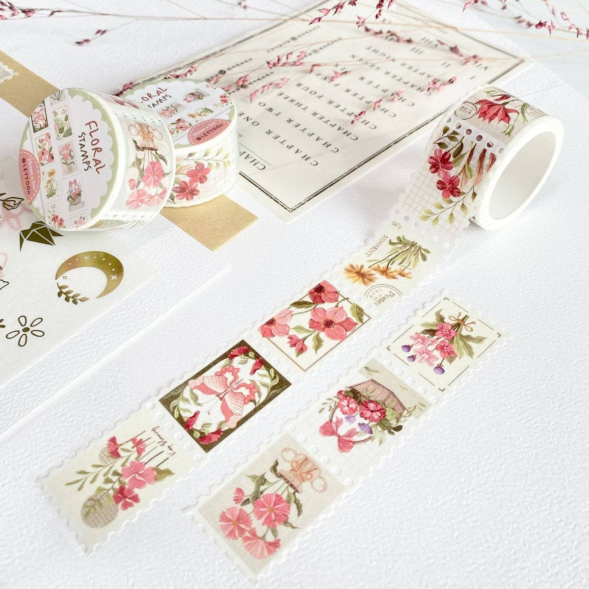 Ruban washi - Timbres floraux