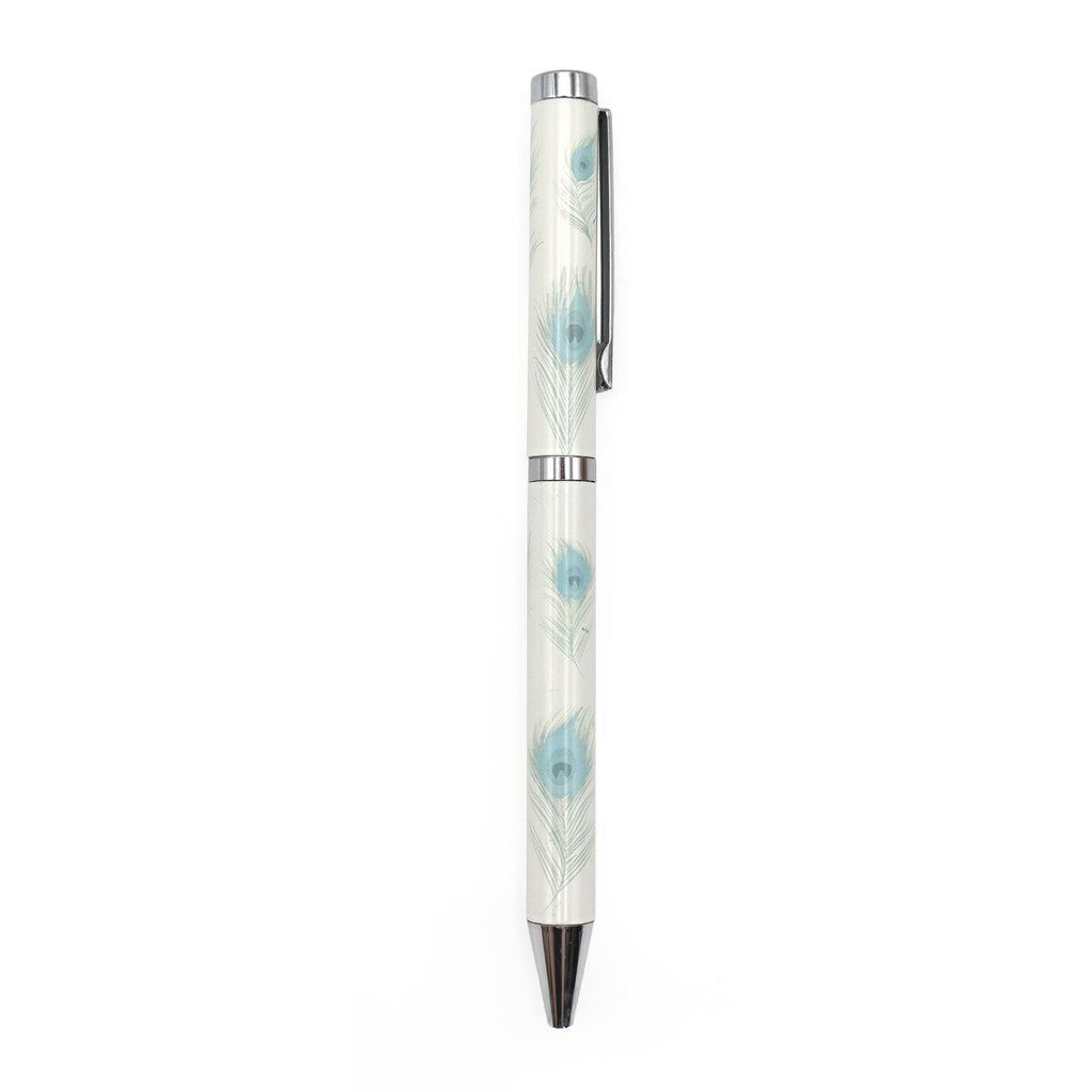Stylo à bille motif plumes de paon