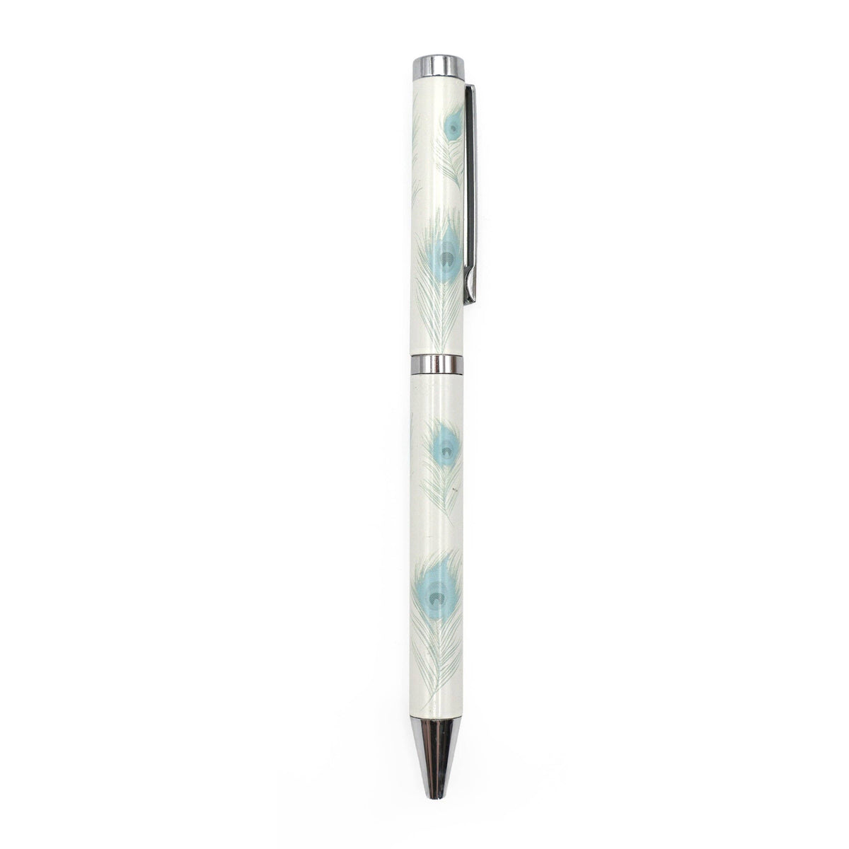 Stylo à bille motif plumes de paon