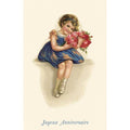 Carte postale fillette au bouquet