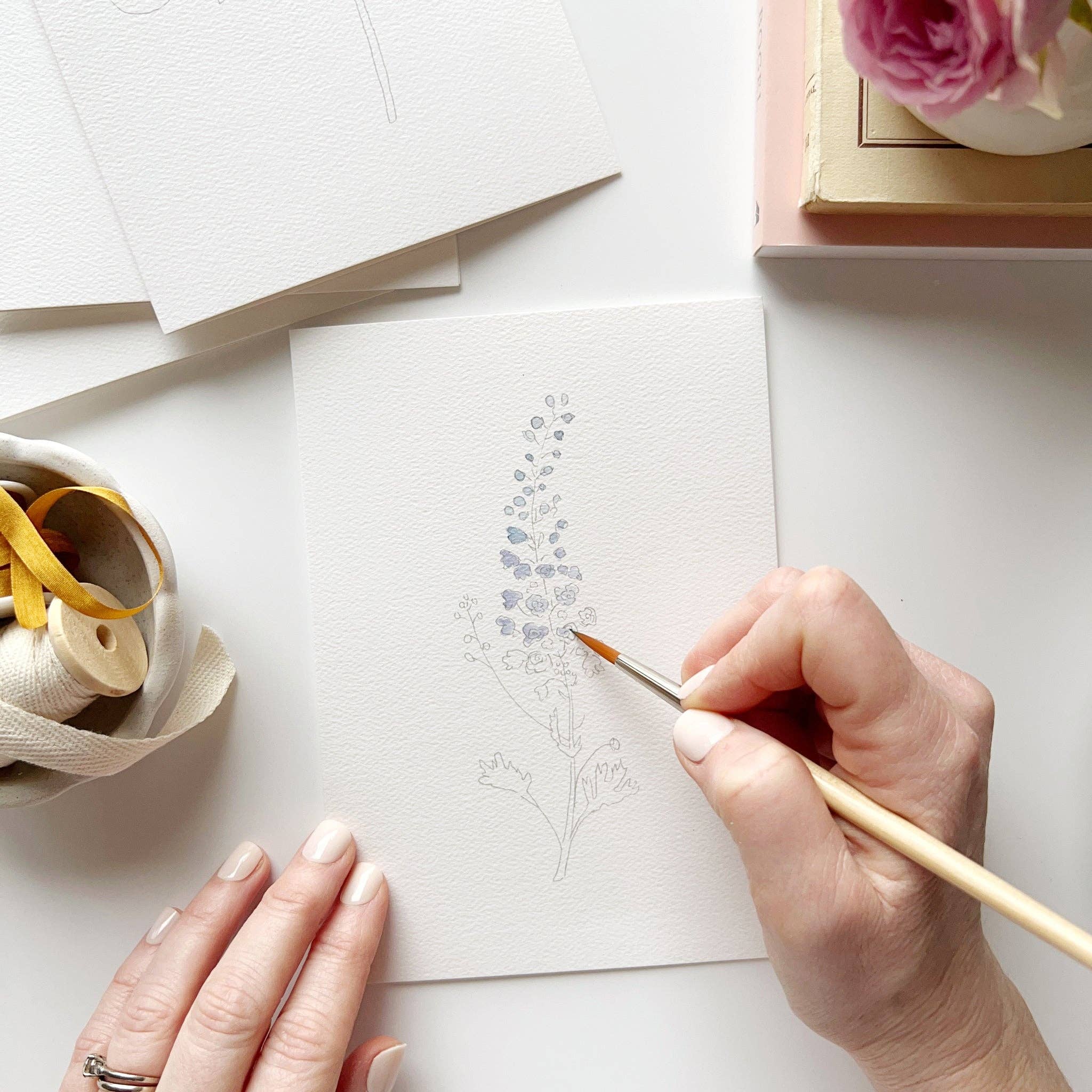 Cartes à peindre avec fleurs de jardin