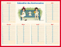 Tableau - Calendrier des anniversaires Banc