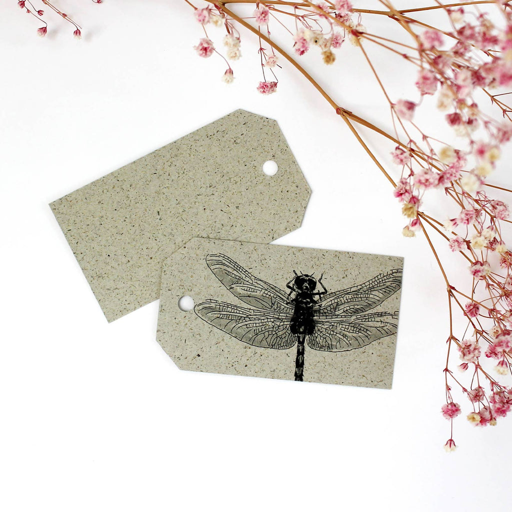 Étiquettes cadeaux en papier Libellule