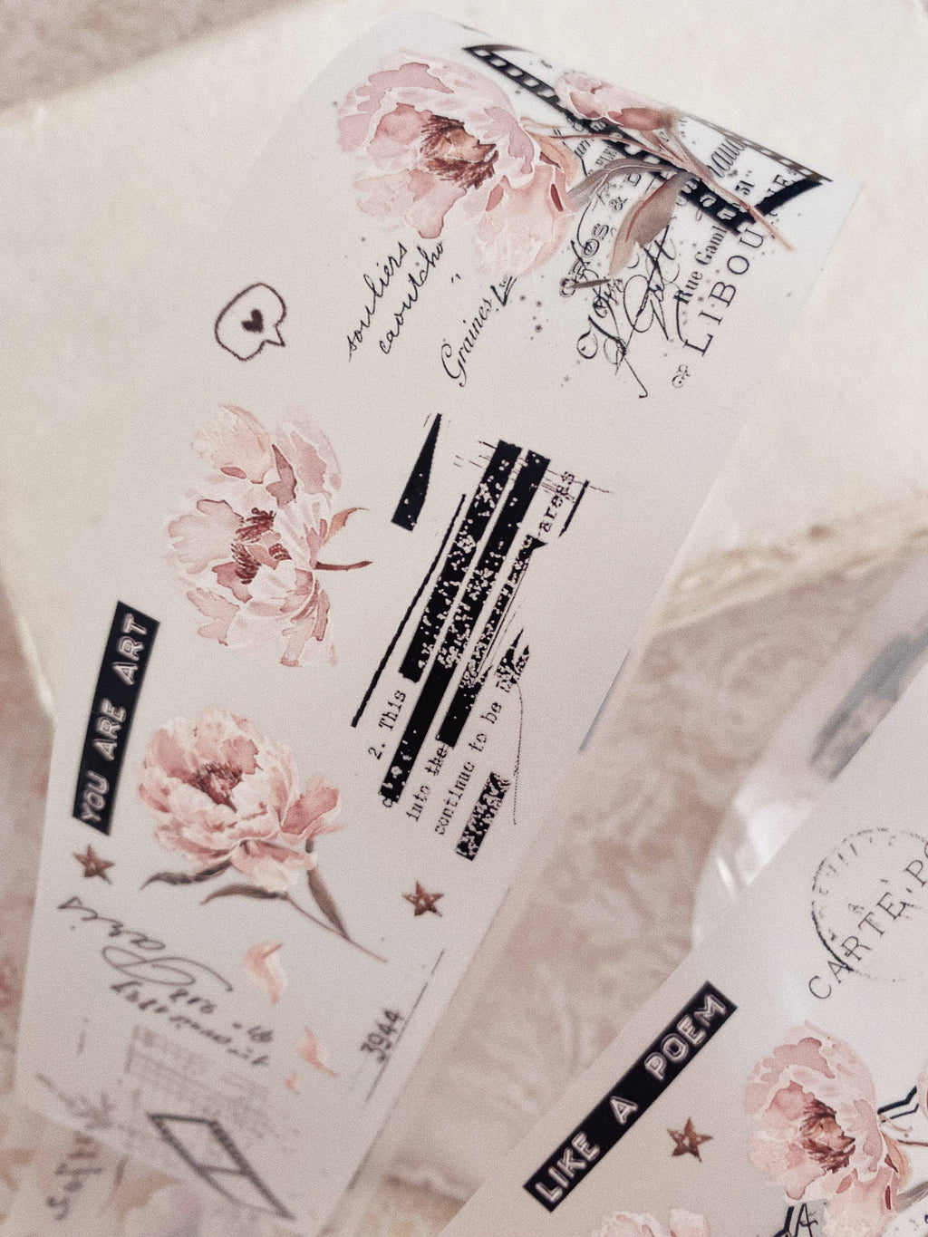 Ruban décoratif – Pivoines roses