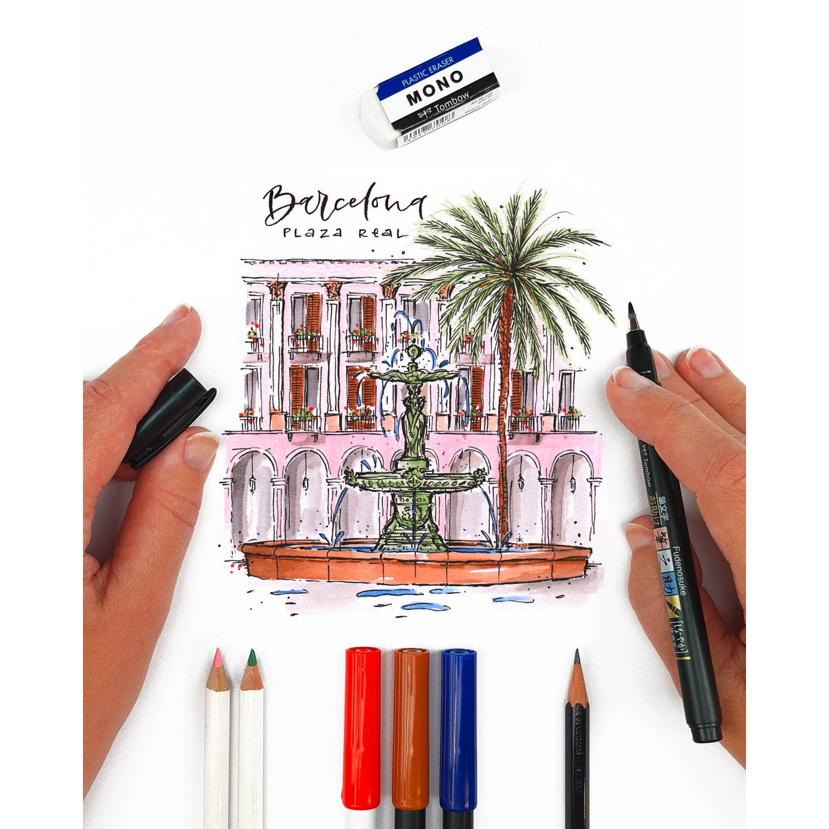Ensemble de croquis urbains Tombow + Papier Bristol DIN A5 Bundle